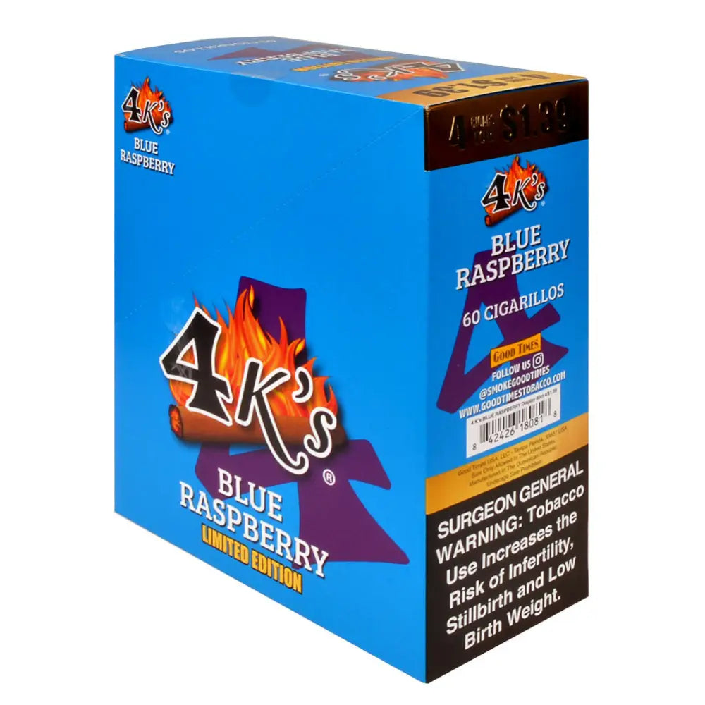 4 Kings Cigarillos 15 Packs of 4 Pre-Priced 1.39 Blue Raspberry