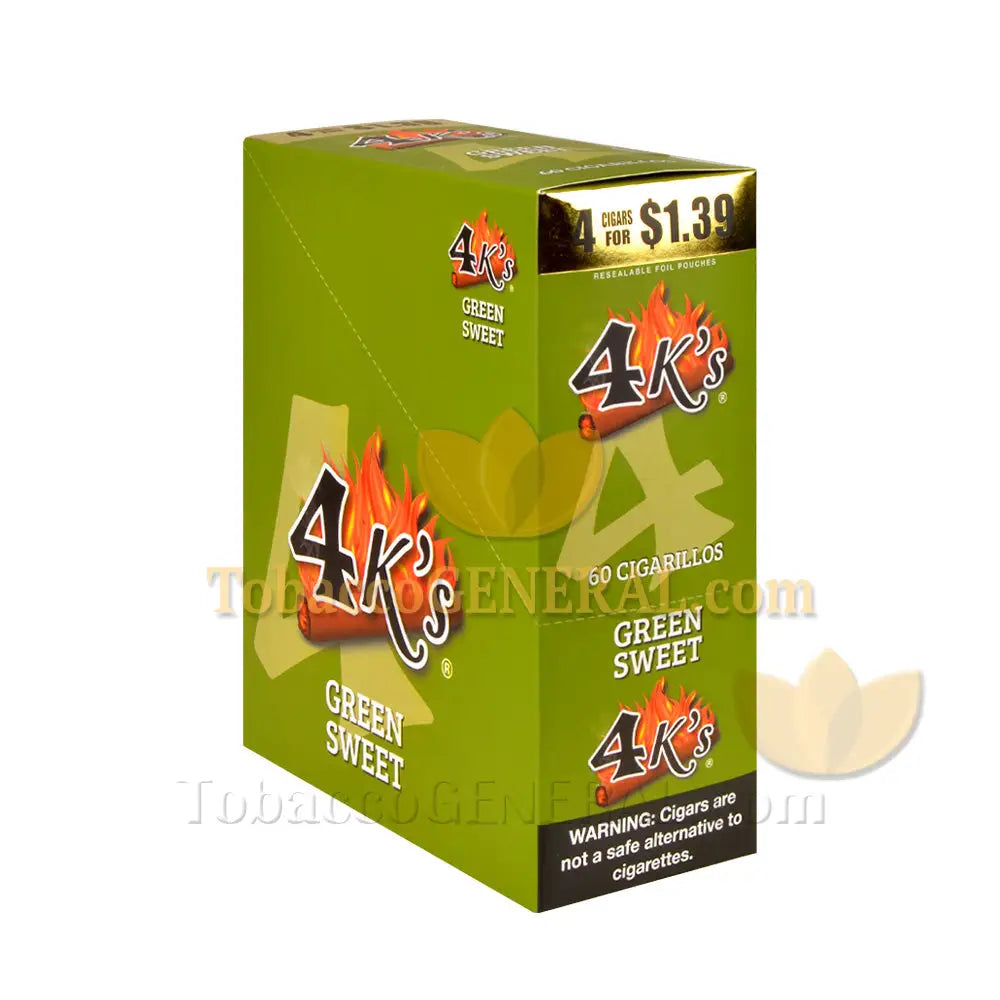 4 Kings Cigarillos 15 Packs of 4 Pre-Priced 1.39 Green Sweet