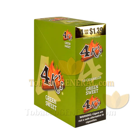 4 Kings Cigarillos 15 Packs of 4 Pre-Priced 1.39 Green Sweet