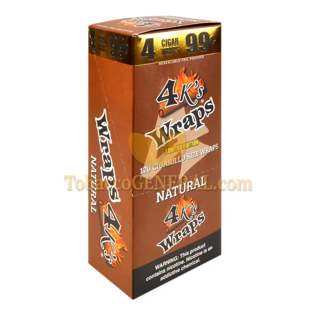 4 Kings Natural Wraps 99c Pre-Priced 30 Pouches of 4