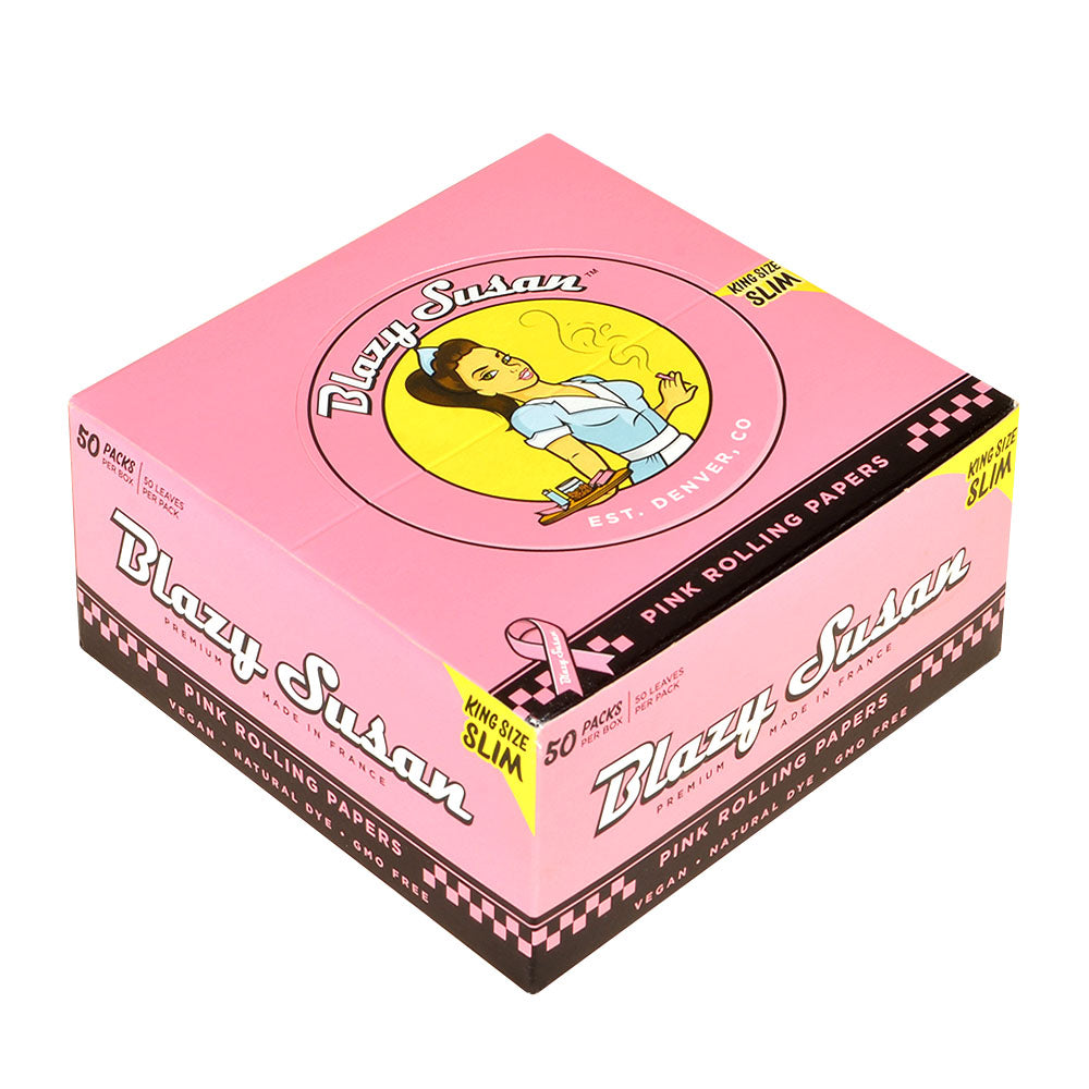 Blazy Susan Pink Rolling Papers King Size Slim 50 Packs of 50
