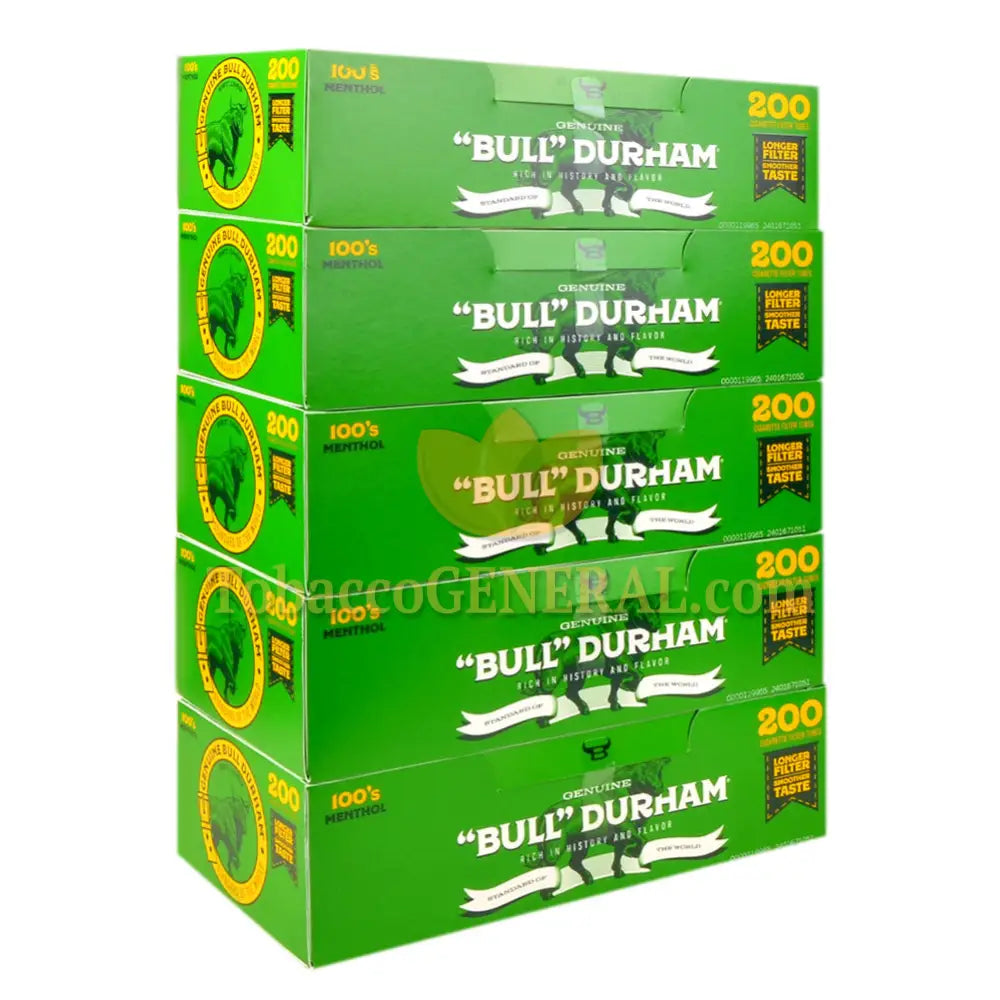 Bull Durham Filter Tubes 100 mm Menthol 5 Cartons of 200