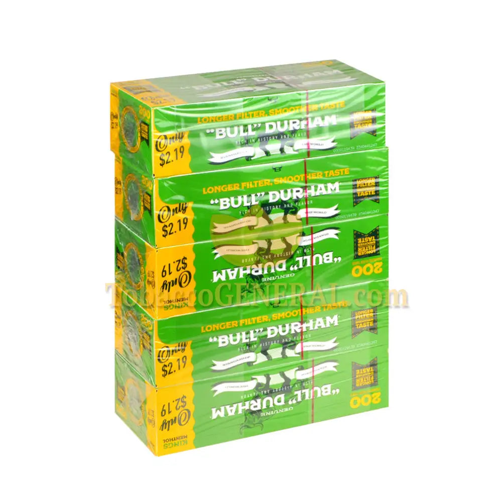 Bull Durham Filter Tubes King Size Menthol $2.19 Pre-Priced 5 Cartons of 200