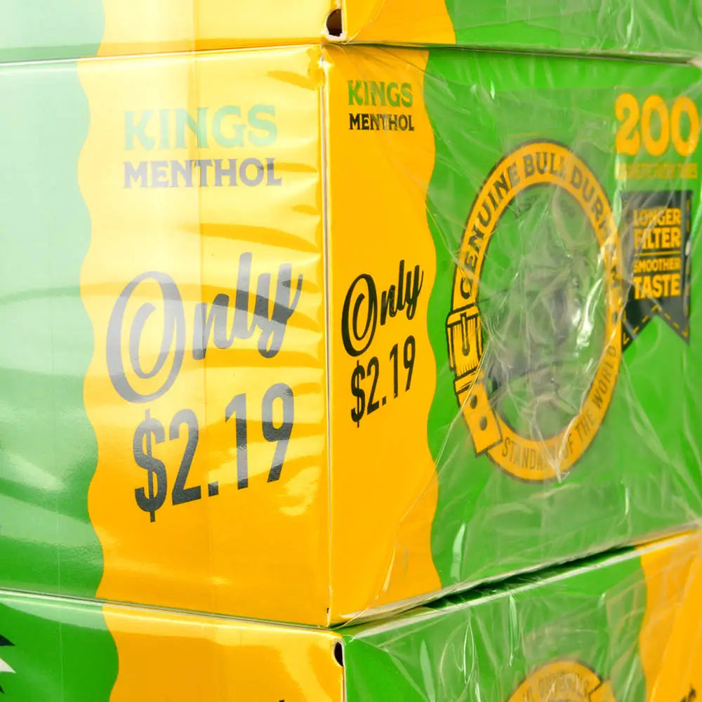 Bull Durham Filter Tubes King Size Menthol $2.19 Pre-Priced 5 Cartons of 200