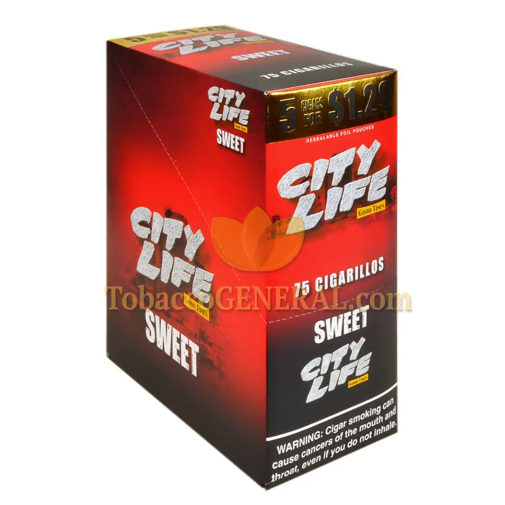City Life Cigarillos 1.29 Pre-Priced 15 Packs of 5 Sweet