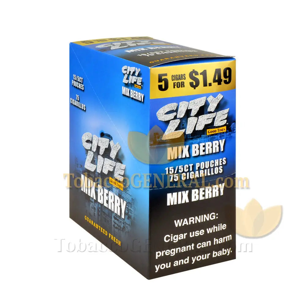 City Life Cigarillos 1.49 Pre-Priced 15 Packs of 5 Cigars Mix Berry