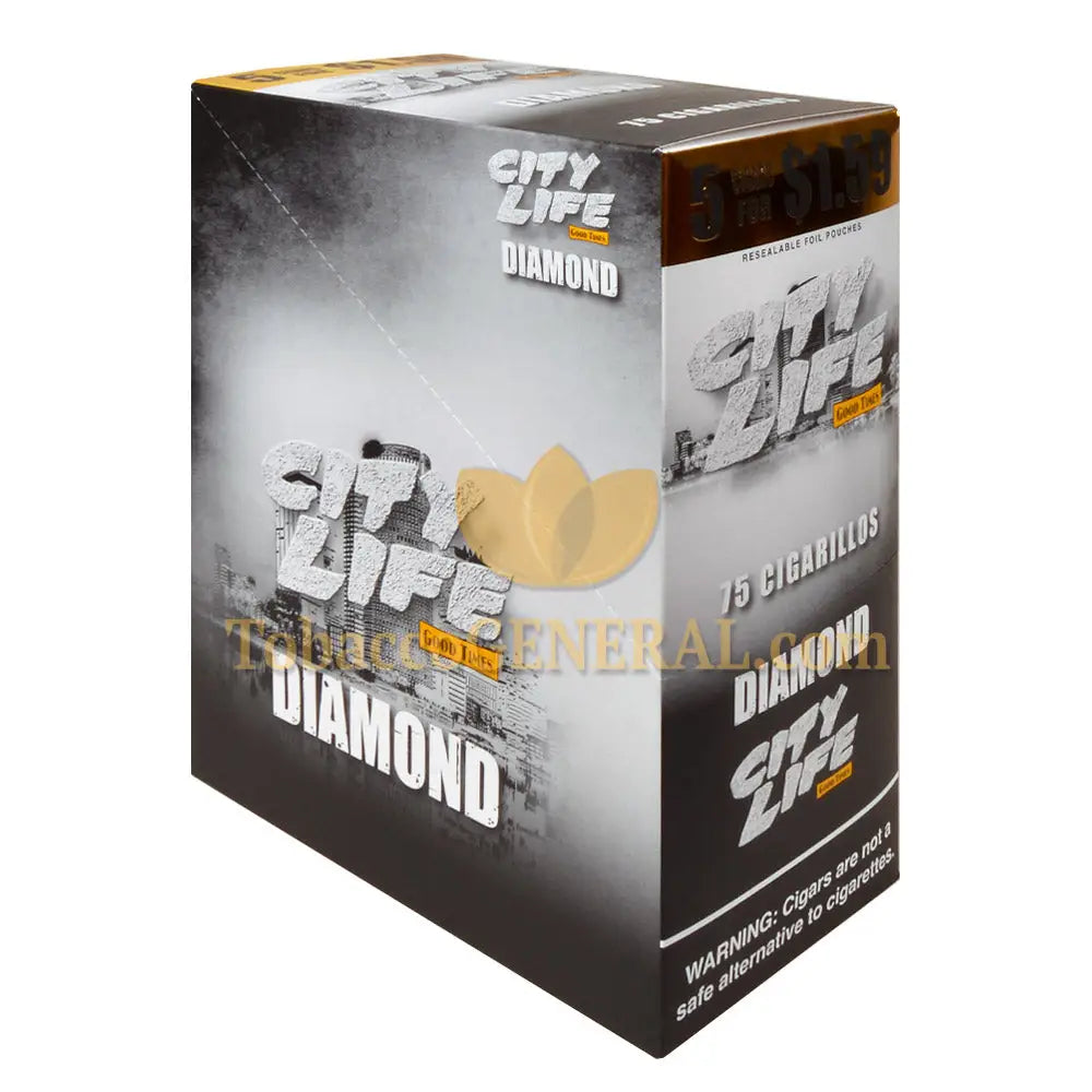 City Life Cigarillos 1.59 Pre-Priced 15 Packs of 5 Cigars Diamond