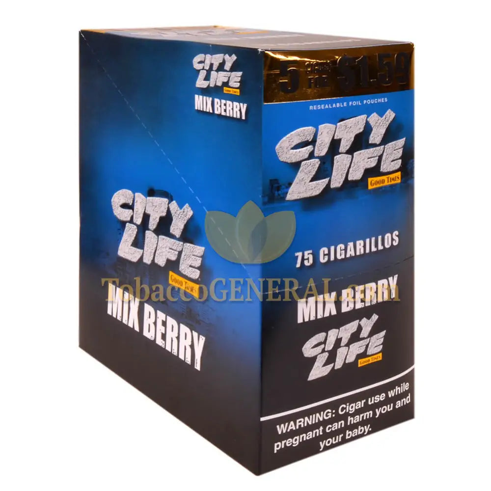 City Life Cigarillos 1.59 Pre-Priced 15 Packs of 5 Cigars Mix Berry
