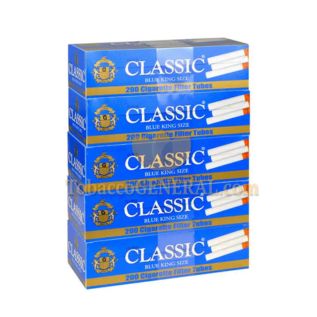 Classic Filter Tubes King Size Blue (Light) 5 Cartons of 200