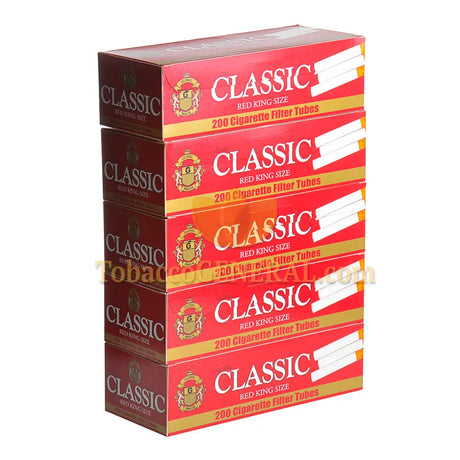 Classic Filter Tubes King Size Red (Full Flavor) 5 Cartons of 200 1