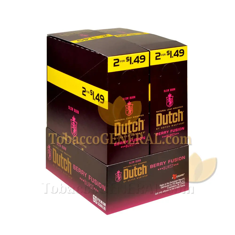 Dutch Masters Foil Berry Fusion (Burst) 1.49 Pre-Priced Cigarillos 30 Packs of 2