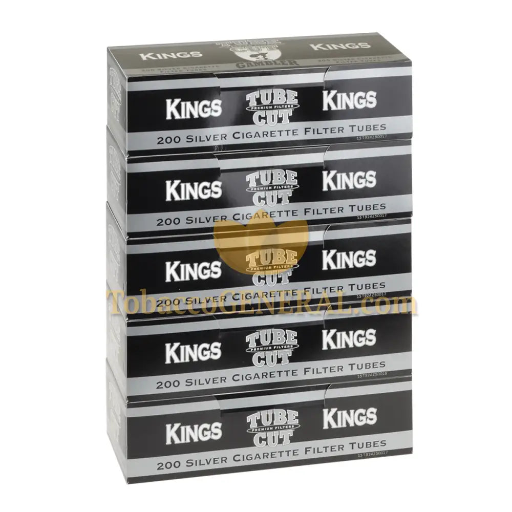 Gambler Tube Cut Filter Tubes King Size Silver 5 Cartons of 200 1