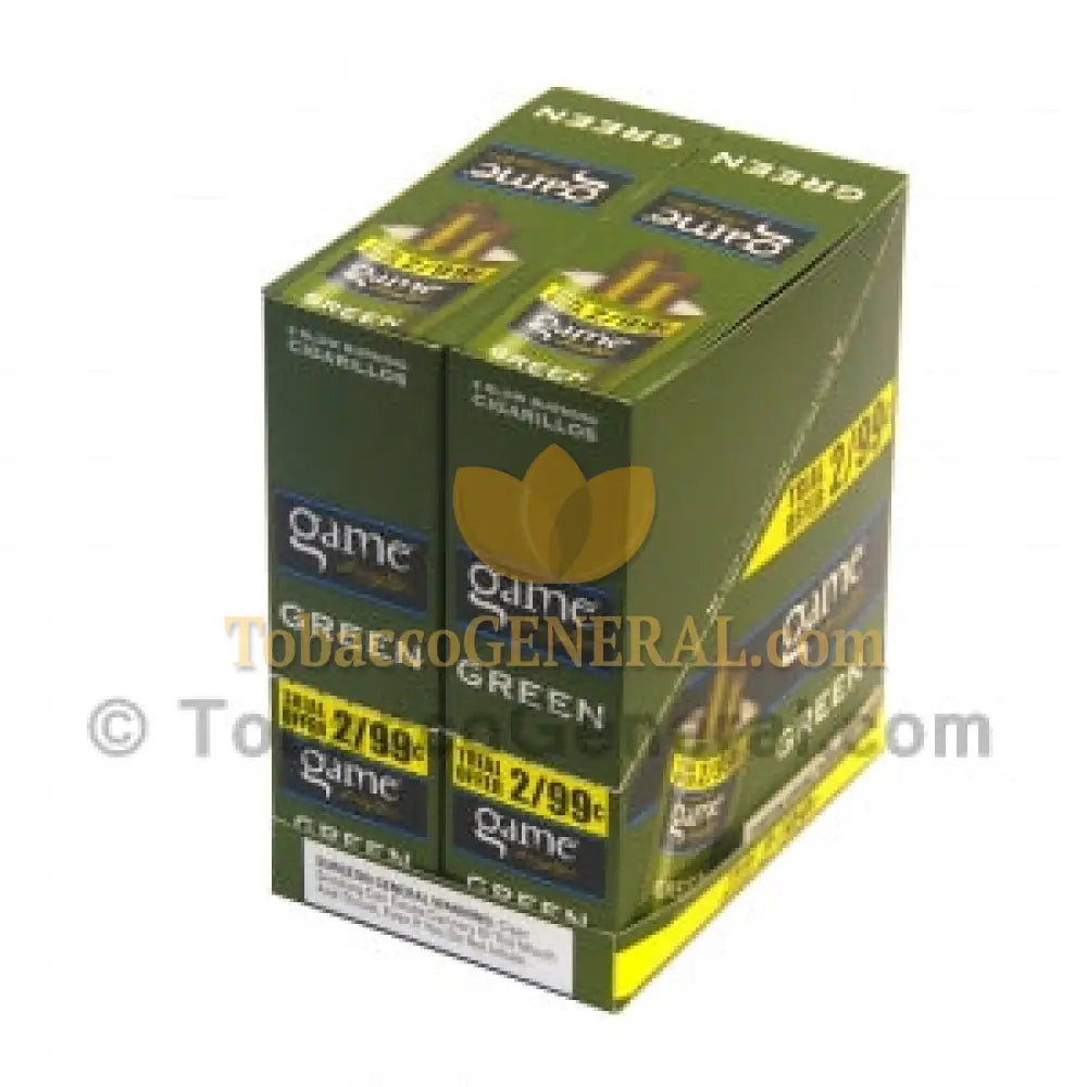 Game Cigarillos Foil 2 for 99 Cents 30 Packs of 2 Cigars Green