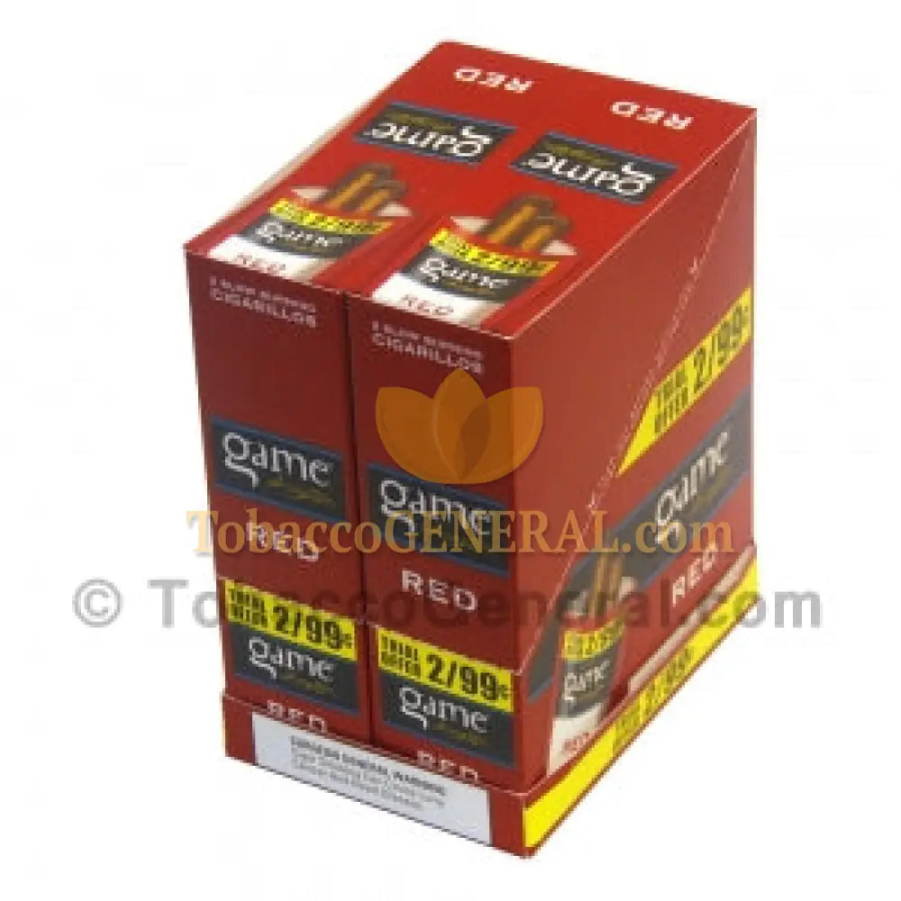 Game Cigarillos Foil 2 for 99 Cents 30 Packs of 2 Cigars Red