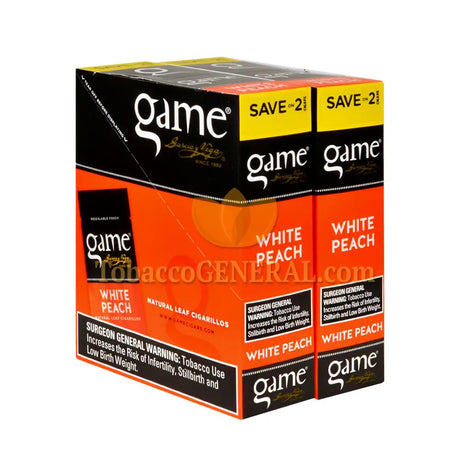 Game Cigarillos Foil 30 Packs of 2 Cigars White Peach