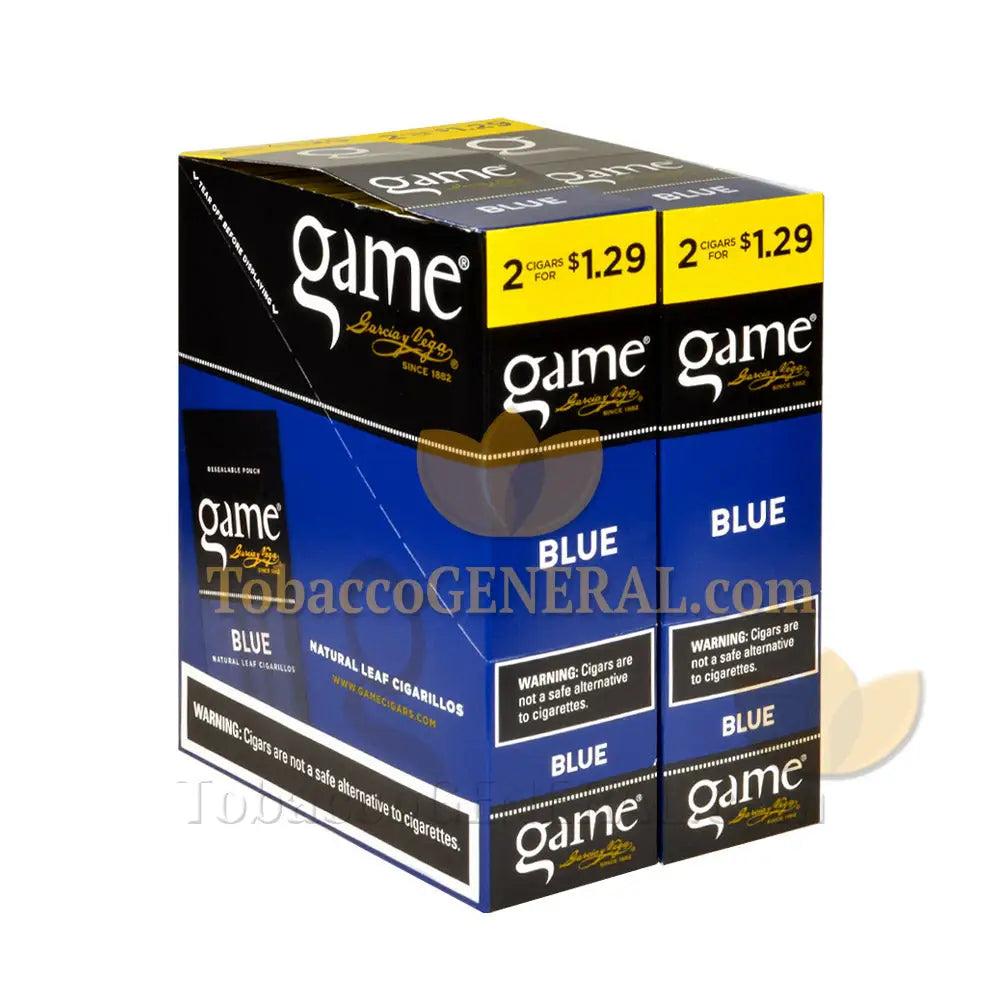 Game Cigarillos Foil Blue 2 for 1.29 Pre-Priced 30 Packs of 2