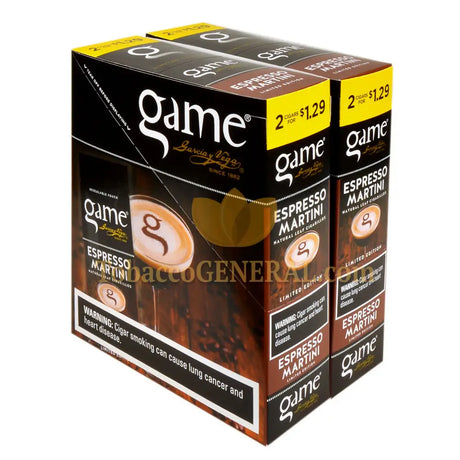 Game Cigarillos Foil Espresso Martini 2 for 1.29 Pre-Priced 30 Packs of 2