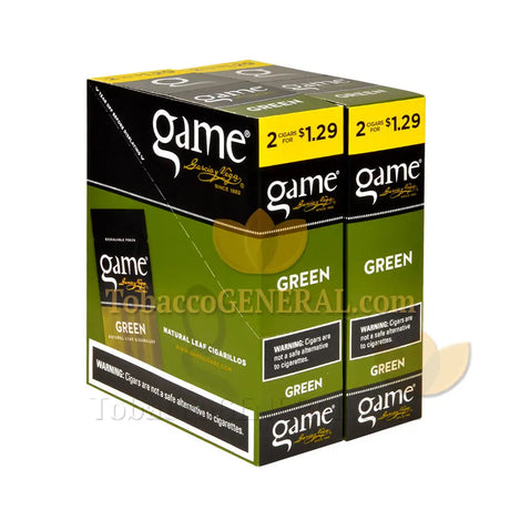 Game Cigarillos Foil Green 2 for 1.29 Pre-Priced 30 Packs of 2