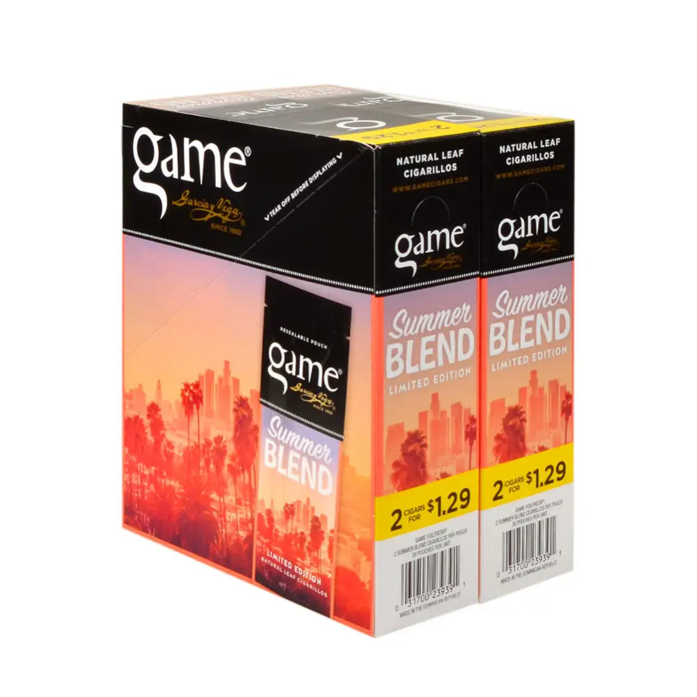 Game Cigarillos Foil Summer Blend 2 for 1.29 Pre-Priced 30 Packs of 2