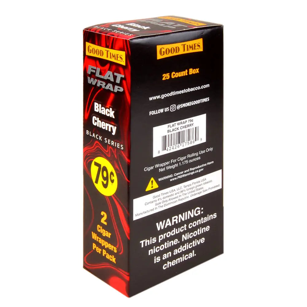 Good Times Flat Wraps Black Cherry 25 Packs of 2 Pre-Priced 79c