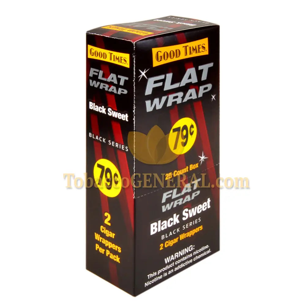 Good Times Flat Wraps Black Sweet 25 Packs of 2 Pre-Priced 79c