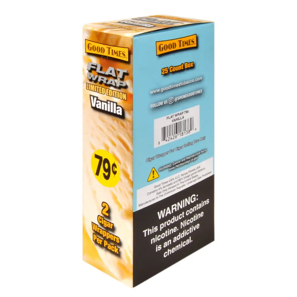 Good Times Flat Wraps Vanilla 25 Packs of 2 Pre-Priced 79c