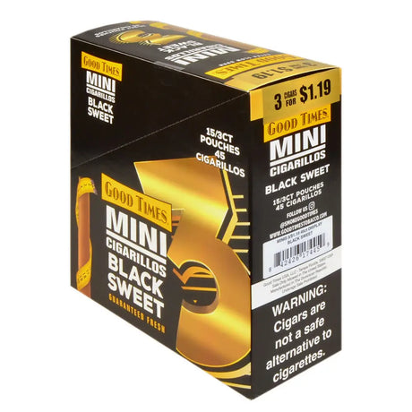 Good Times Mini Cigarillos 15 Packs of 3 Pre-Priced $1.19 Black Sweet