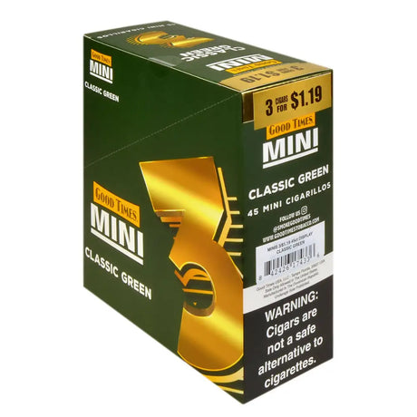 Good Times Mini Cigarillos 15 Packs of 3 Pre-Priced $1.19 Classic Green