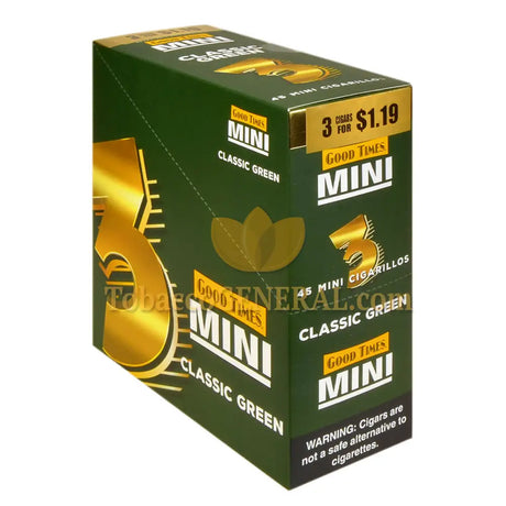 Good Times Mini Cigarillos 15 Packs of 3 Pre-Priced $1.19 Classic Green
