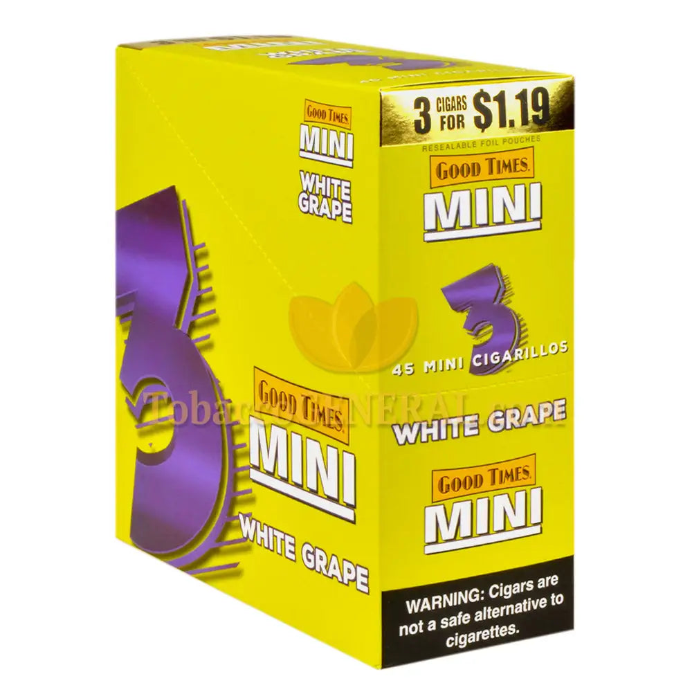 Good Times Mini Cigarillos 15 Packs of 3 Pre-Priced $1.19 White Grape