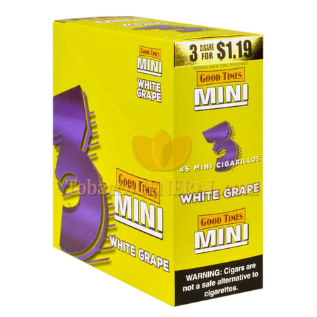 Good Times Mini Cigarillos 15 Packs of 3 Pre-Priced $1.19 White Grape