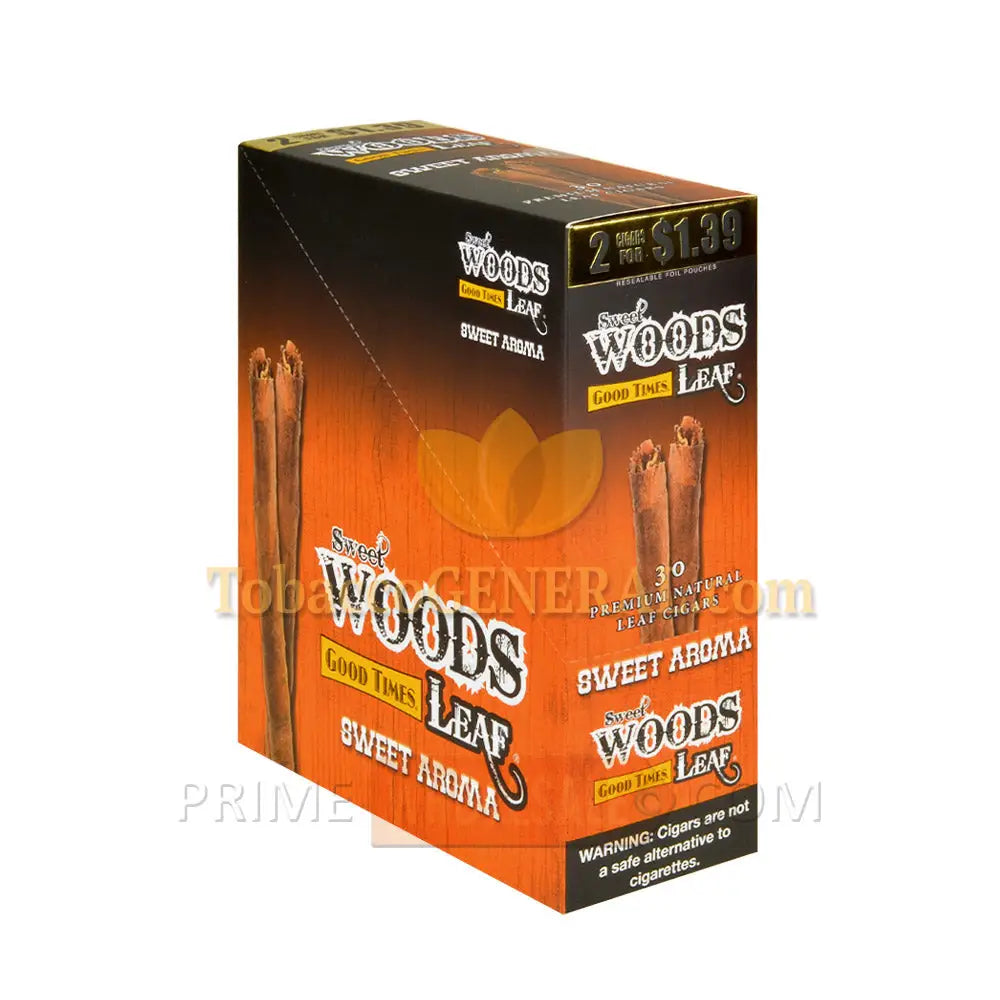 Good Times Sweet Woods Leaf Cigars 1.39 Pre-Priced 15 Packs of 2 Sweet Aroma