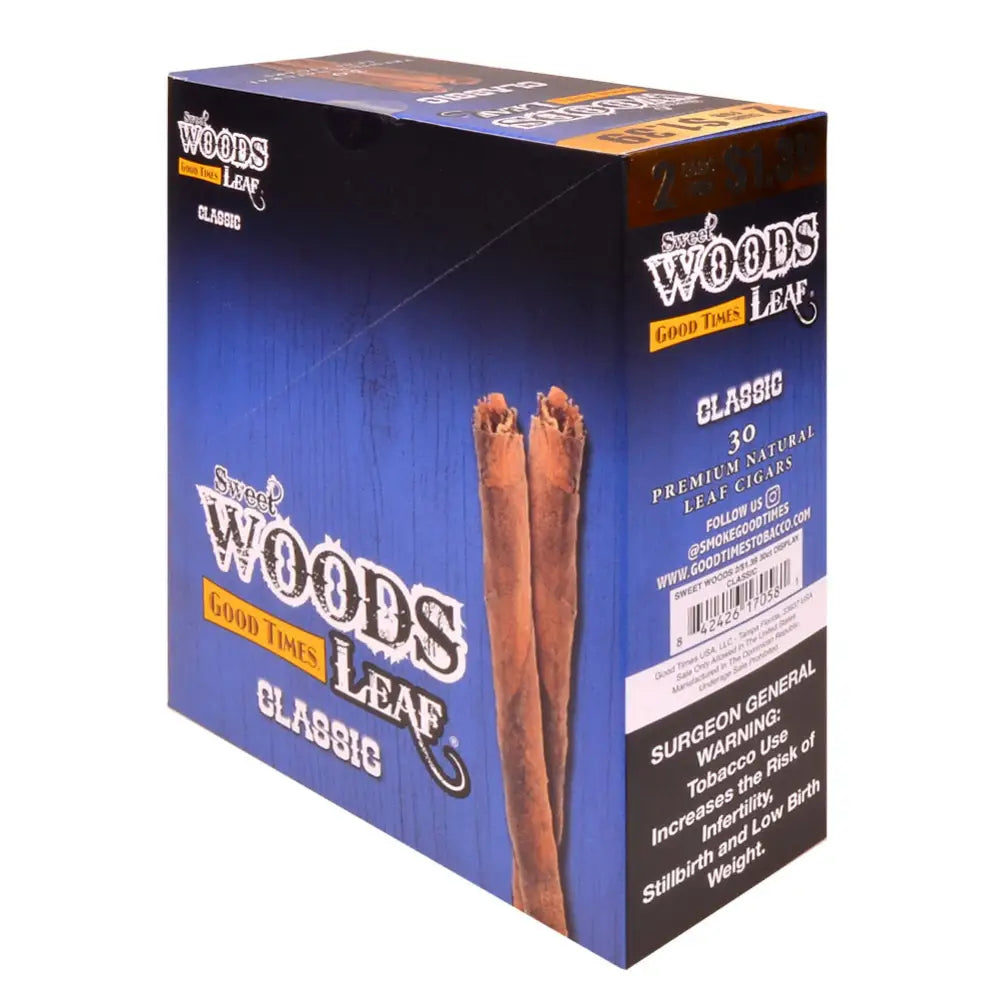 Good Times Sweet Woods Leaf Cigars 1.39 Pre-Priced 15 Packs of 2 Classic