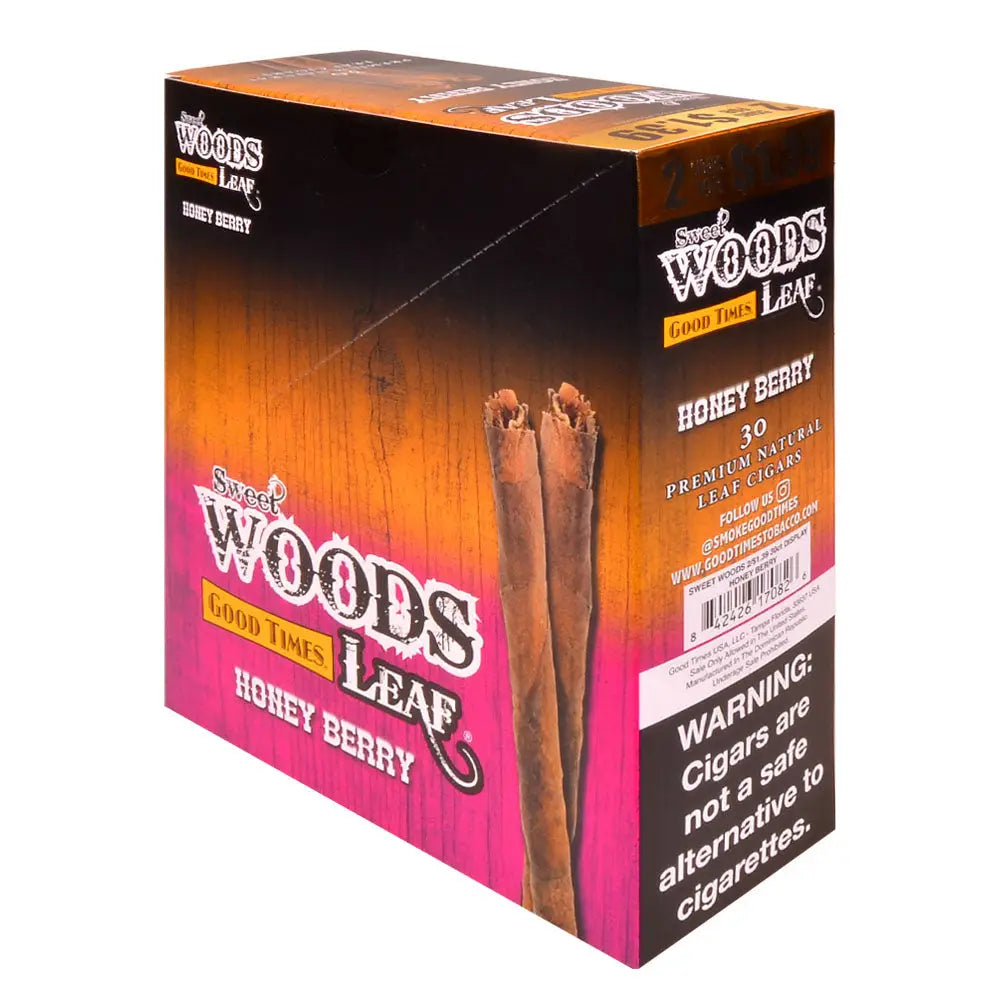 Good Times Sweet Woods Leaf Cigars 1.39 Pre-Priced 15 Packs of 2 Honey Berry