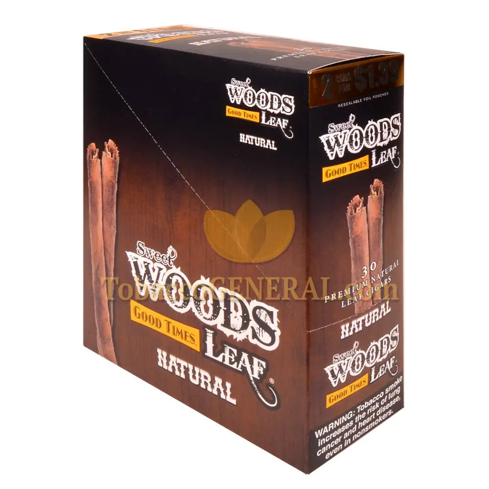 Good Times Sweet Woods Leaf Cigars 1.39 Pre-Priced 15 Packs of 2 Natural
