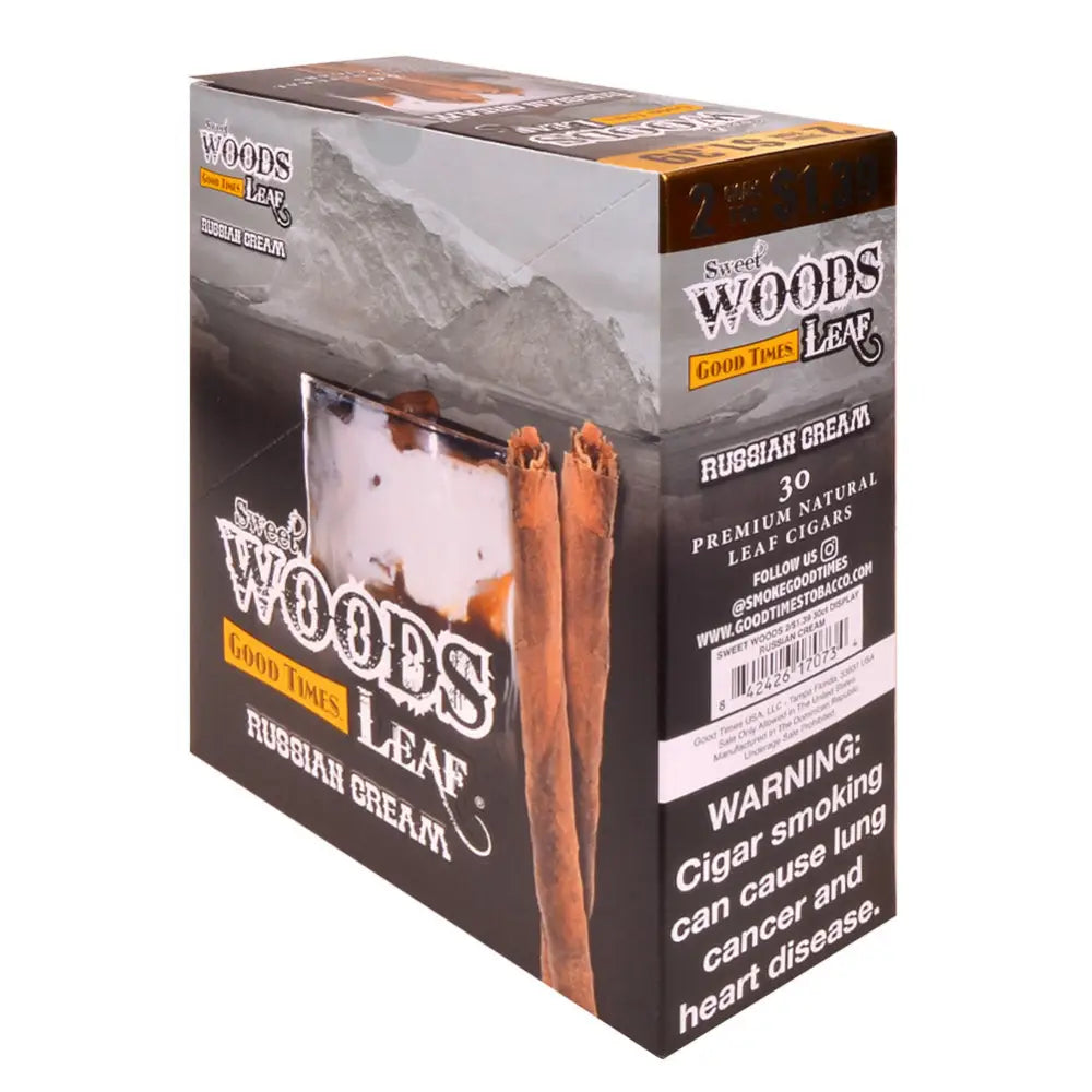 Good Times Sweet Woods Leaf Cigars 1.39 Pre-Priced 15 Packs of 2 Russian Cream