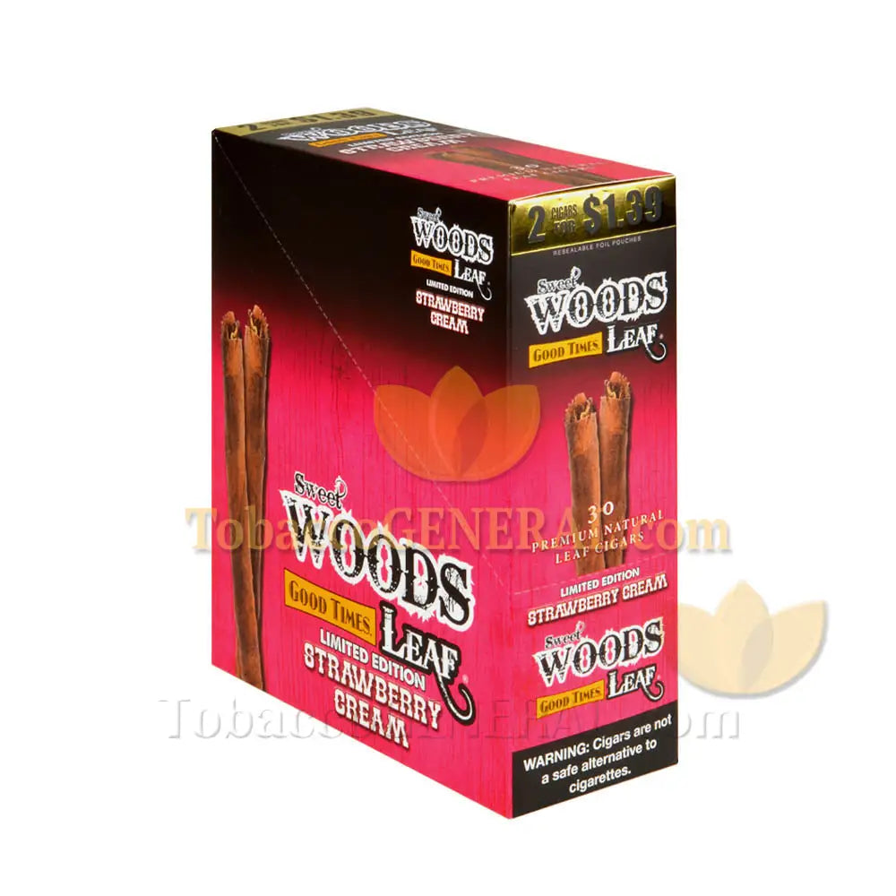 Good Times Sweet Woods Leaf Cigars Strawberry Cream 1.39 Pre-Priced 15 Packs of 2