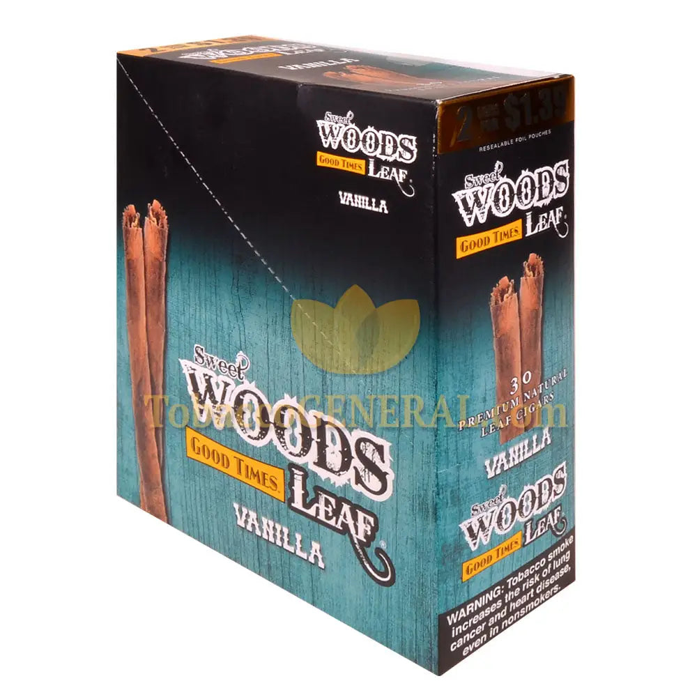 Good Times Sweet Woods Leaf Cigars 1.39 Pre-Priced 15 Packs of 2 Vanilla