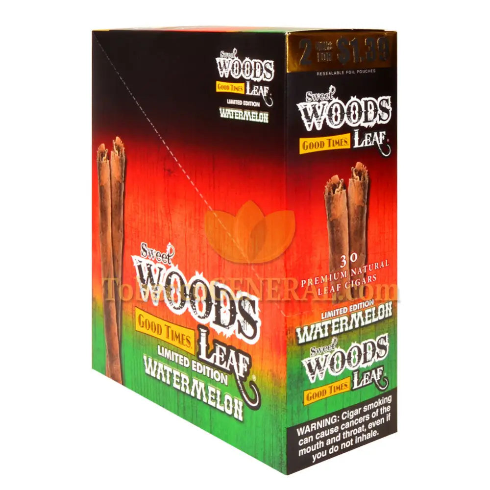 Good Times Sweet Woods Leaf Cigars 1.39 Pre-Priced 15 Packs of 2 Watermelon