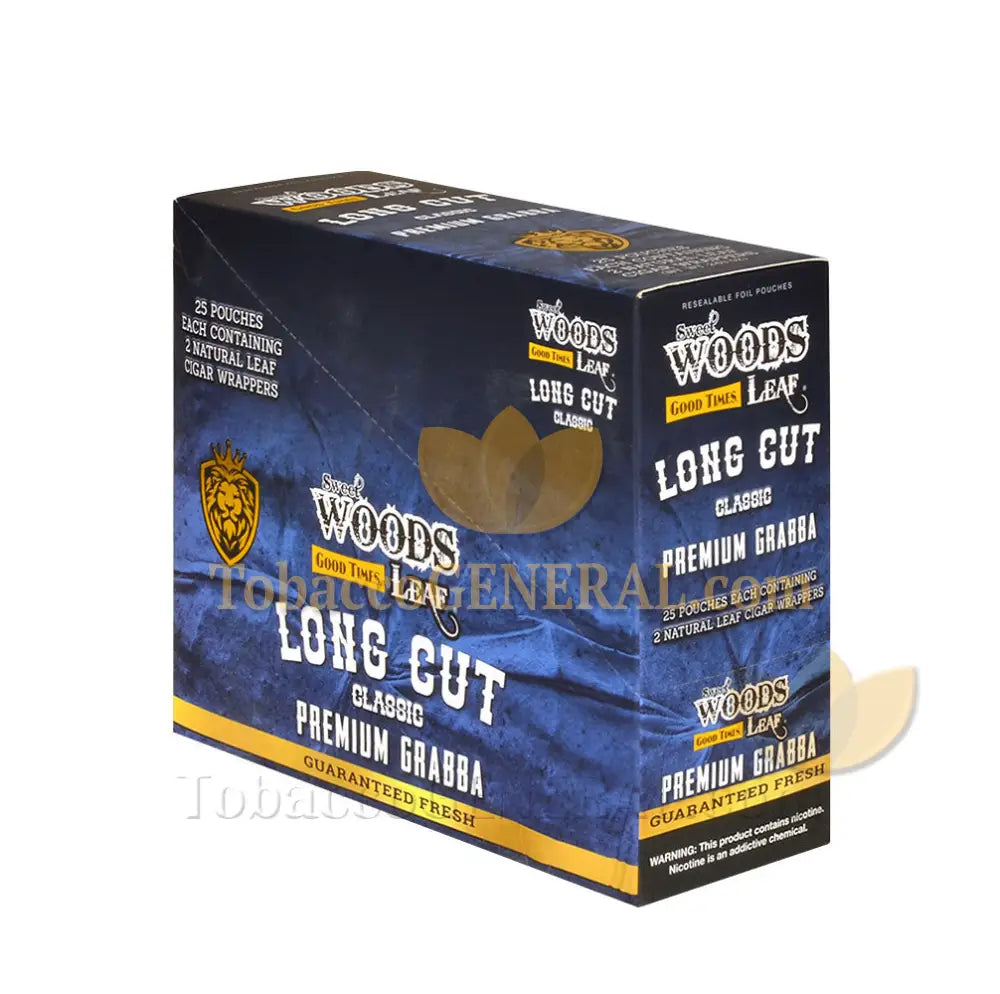 Good Times Sweet Woods Leaf Long Cut Premium Grabba Cigar Wraps Classic 25 Pouches of 2