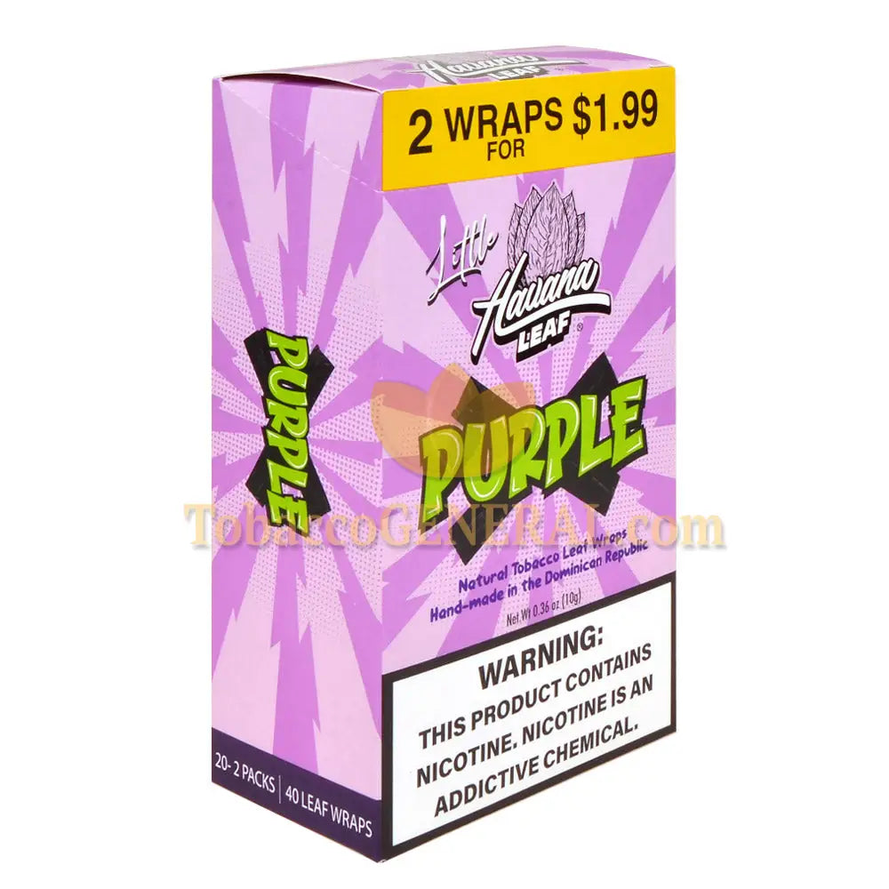 Havana Leaf Little Tobacco Wraps Purple Havana $1.99 Pre-Priced 20 Packs of 2