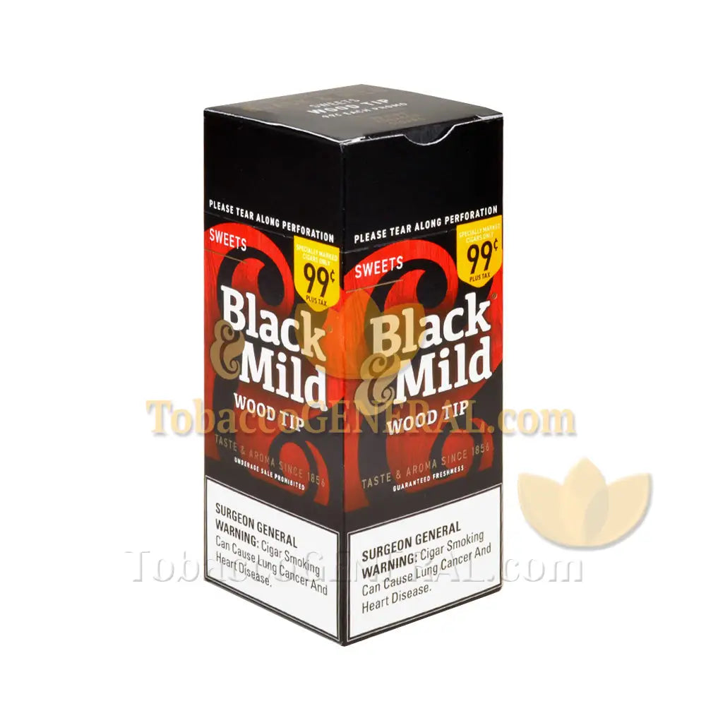 Middleton’s Black & Mild Wood Tip Sweets 99c Pre-Priced Cigars Box of 25