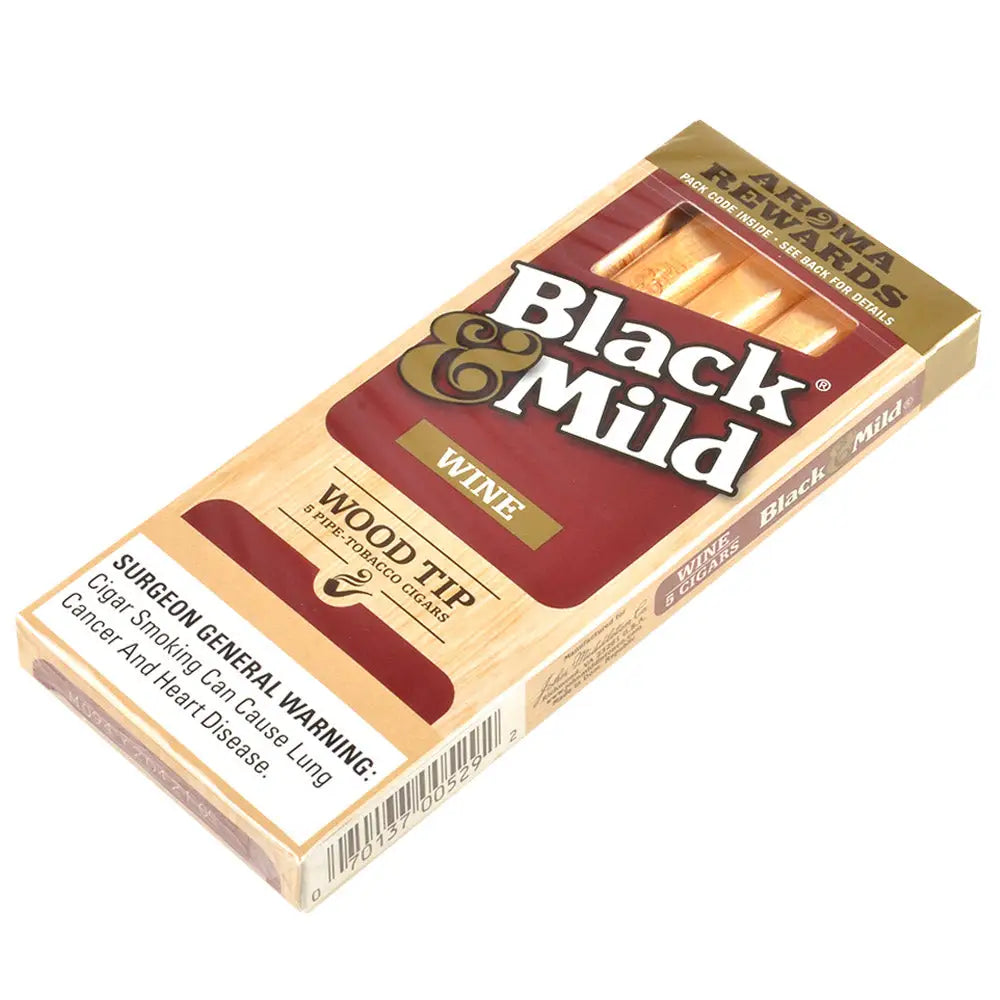 Middleton’s Black & Mild Wood Tip Wine Cigars 10 Packs of 5