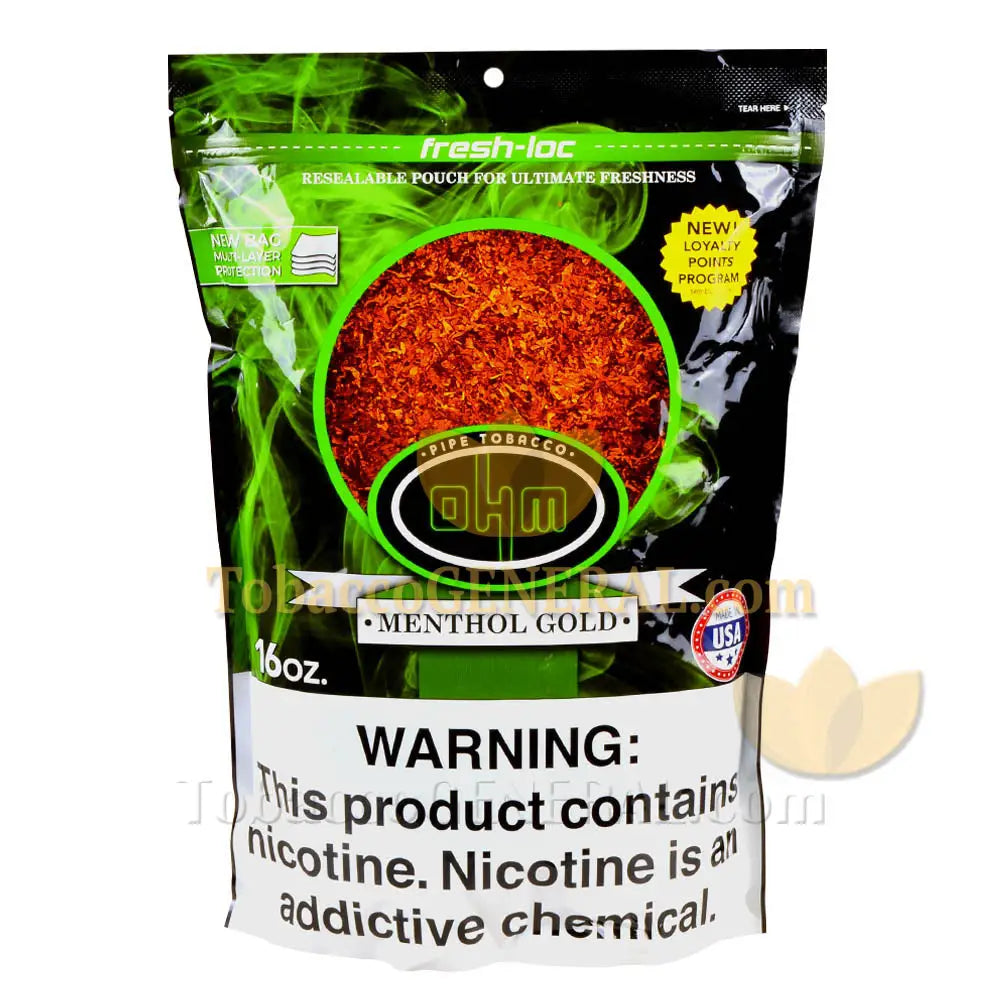 OHM Menthol Gold Pipe Tobacco Pack 16 oz. Pack