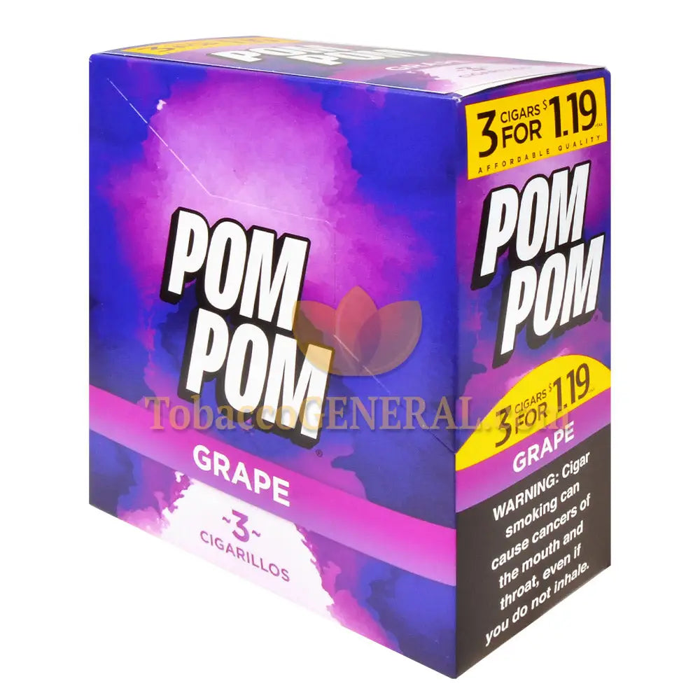 Pom Pom Cigarillos 1.19 Pre Priced 15 Packs of 3 Cigars Grape