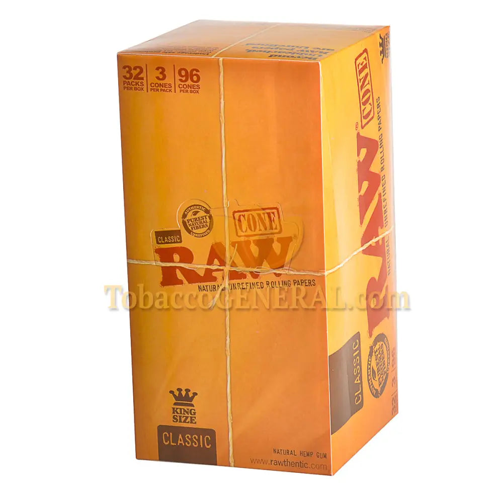 RAW Classic Pre Rolled King Size Cones 32 Packs of 3 1