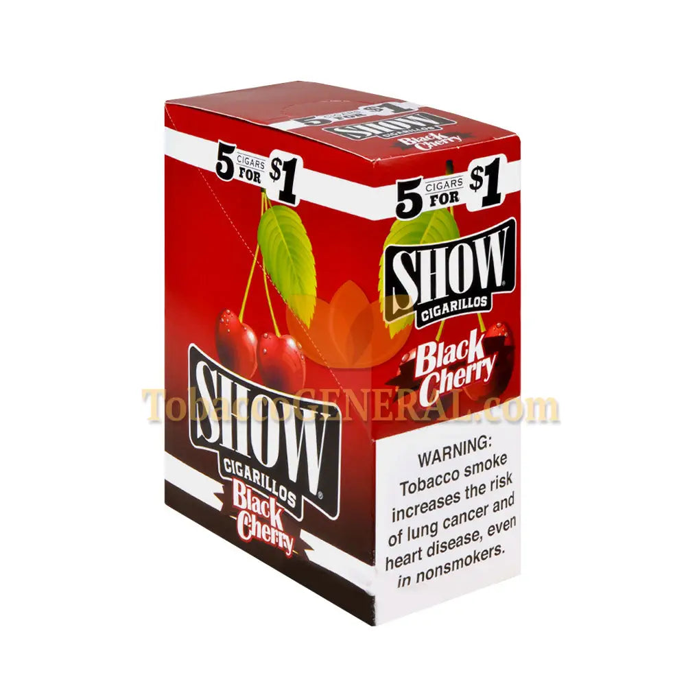 Show Cigarillos Black Cherry Pre Priced 15 Packs of 5