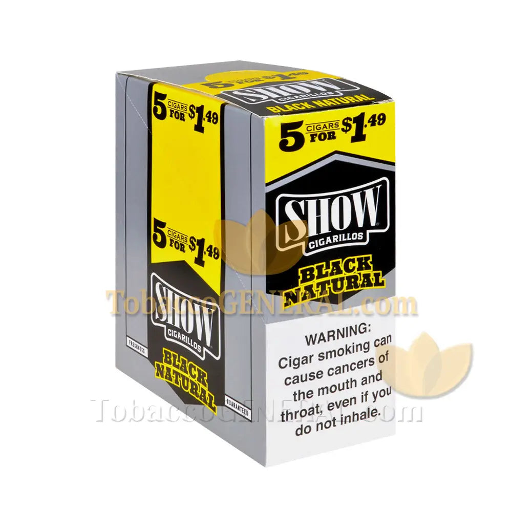 Show Cigarillos Black Natural 1.49 Pre-Priced 15 Packs of 5