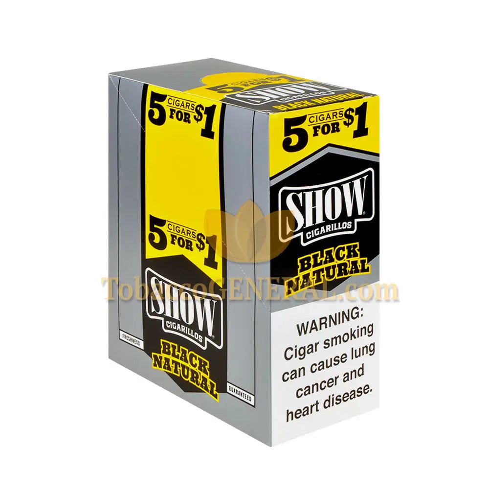 Show Cigarillos Black Natural Pre Priced 15 Pouches of 5
