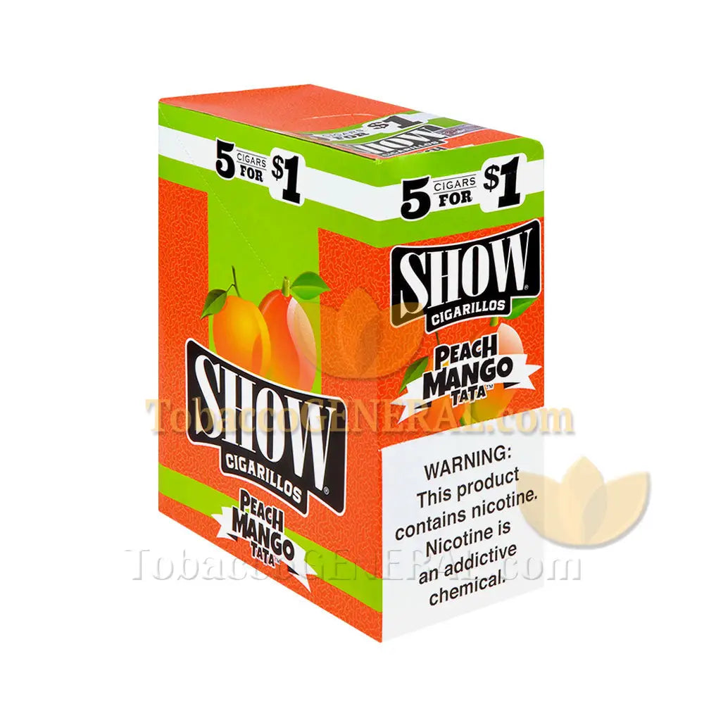 Show Cigarillos Peach Mango TaTa Pre Priced 15 Packs of 5